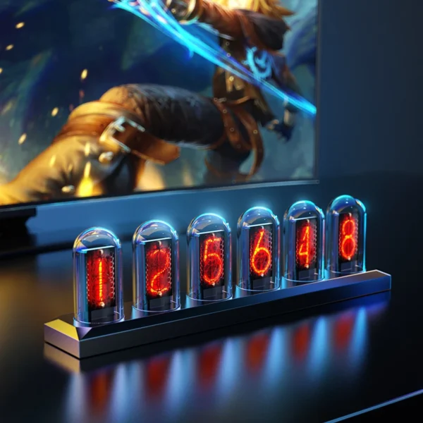 RGB Nixie Tube Clock LED Glows IPS Color Screen DIY Analog Digital Tube Night lights Gaming Desktop Home Decoration Gift Idea 1