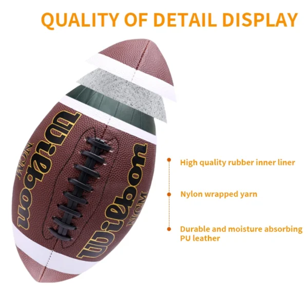 1PC High Quality Sports Size 3 6 9 Grip Official PU Leather Adult Kids Rugby American Football Balls 5