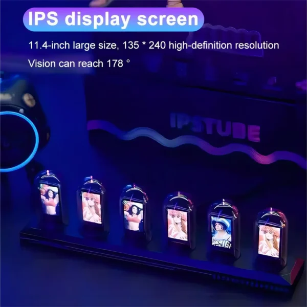 RGB Nixie Tube Clock LED Glows IPS Color Screen DIY Analog Digital Tube Night lights Gaming Desktop Home Decoration Gift Idea 3